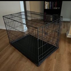 Heavy Duty Fold & Carry Double Door Collapsible Wire Dog Crate, Med/Large