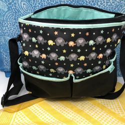 Babyboom Black and teal Elephant tote Diaper bag