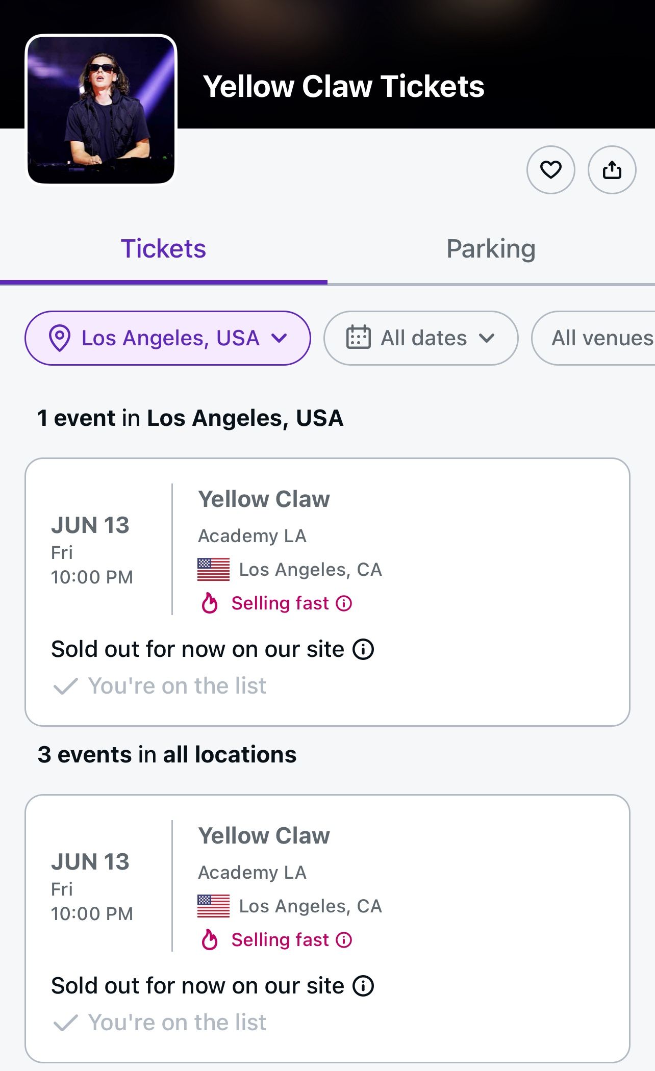 $85 Yellow Claw - June 13th Academy LA