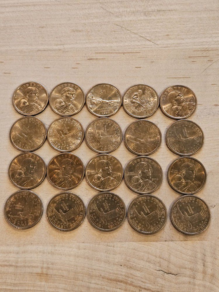 20 Sacagawea Golden Dollars Coins Collectibles 