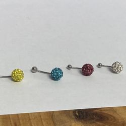 Belly Navel Rings, Set Of 4, Surgical Steel