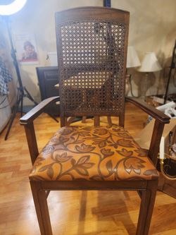 Pair of Vintage Keller Cane Back Armchairs – Floral Upholstery – $225 OBO