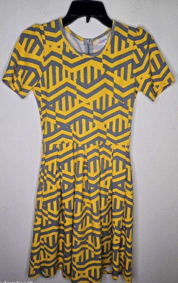LulaRoe Women's Yellow Short Sleeve Pleated Dress Size XS