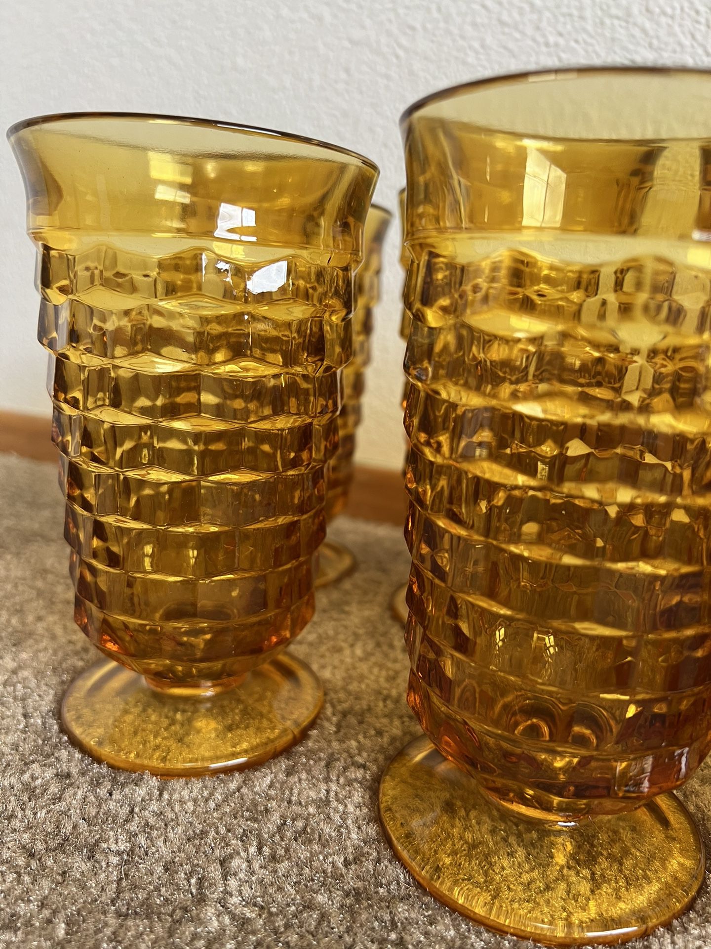 Beautiful Vintage Amber Set of Glasses