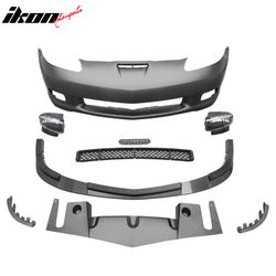 Fits 2005–2013 Corvette Front Bumper Cover Z06 +Foglight +Carbon Fiber Print ZR1 Lip