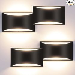 4 Pack Modern LED Wall Sconces, Black 3000K Warm White Hardwired Indoor Wall Lights Up and Down Wall Mount Light for Bedroom,Living Room, Hallway(with