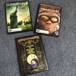 DVD movies (Hancock, Cloverfield & Nightmare before Christmas)