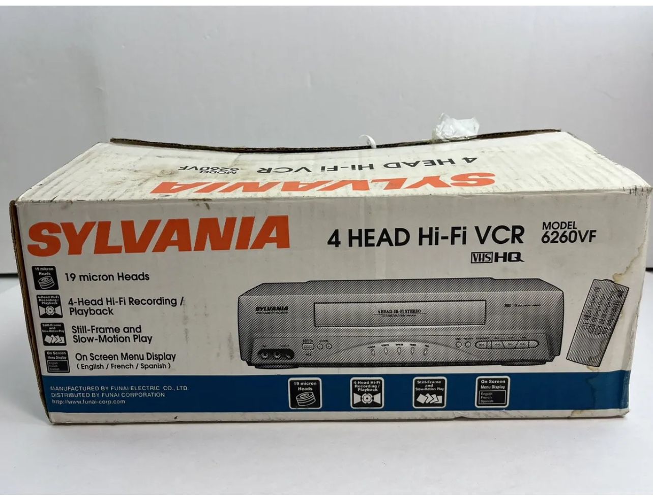 NEW in Box Sylvania 4-Head Hi-Fi VHS VCR Player Model 6260VF Silver