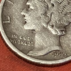 1943 Mercury Dime DDO Error "In Cod We Trust"