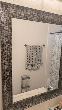Large Mosaic Tile Framed Wall Mirror