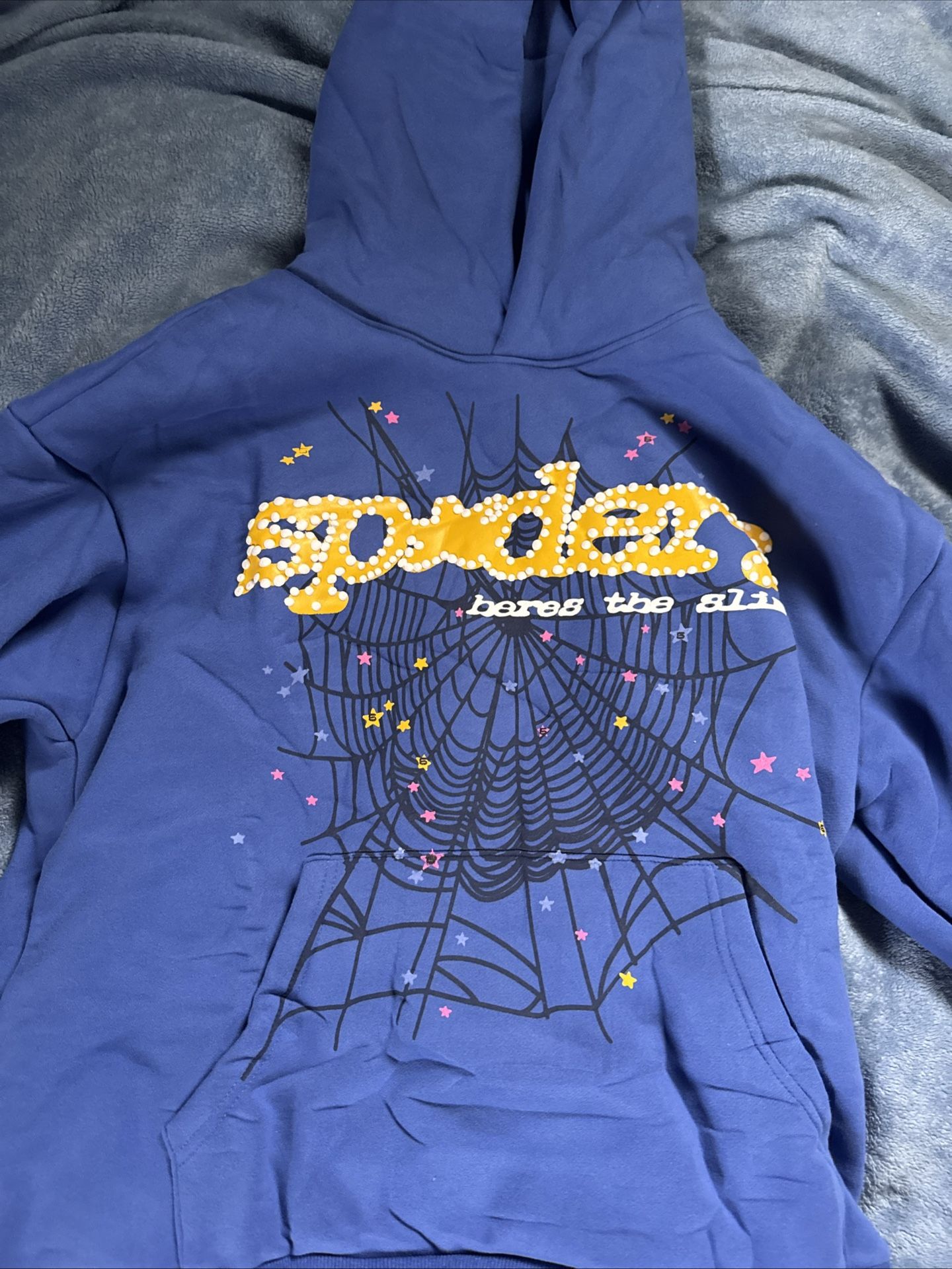 Large Dark Blue Sp5der Hoodie