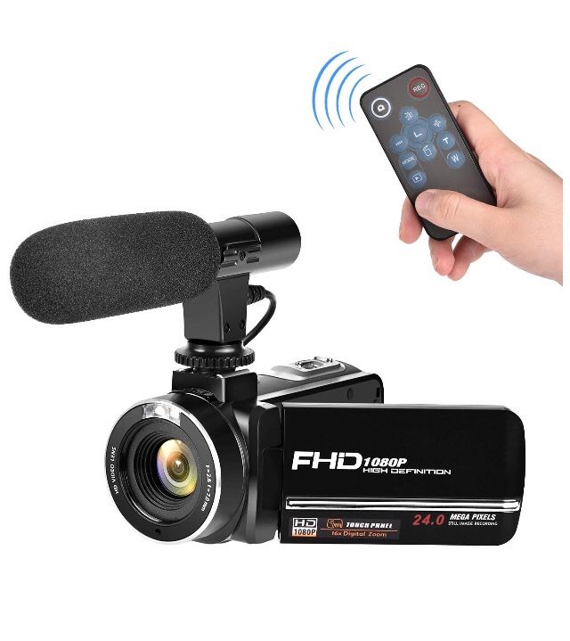 NEW Full HD Camcorder 1080p Digital Camera 30FPS Video Camera for Youtube Vlogging Camera with Microphone and Remoter