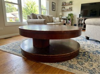 Rotating Round Coffee Table – Solid Wood