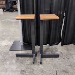 Pair of Wood Top Plant Stands