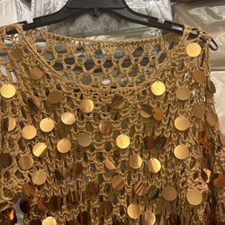 Vestido Color Mostaza Con grandes Lentejuelas