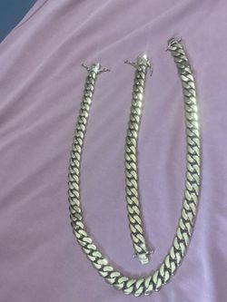 14mm Cuban chain and bracelet $50