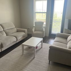 Living Room Set. Two Sofa And One Armchair. Recliner 