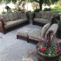 Bassett Sofa, Love Seat + Ottoman Set