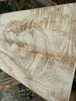 Laser Engraved Alligator Wood Art Panel