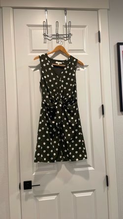 Olive Green Polka Dot Sleeveless Dress
