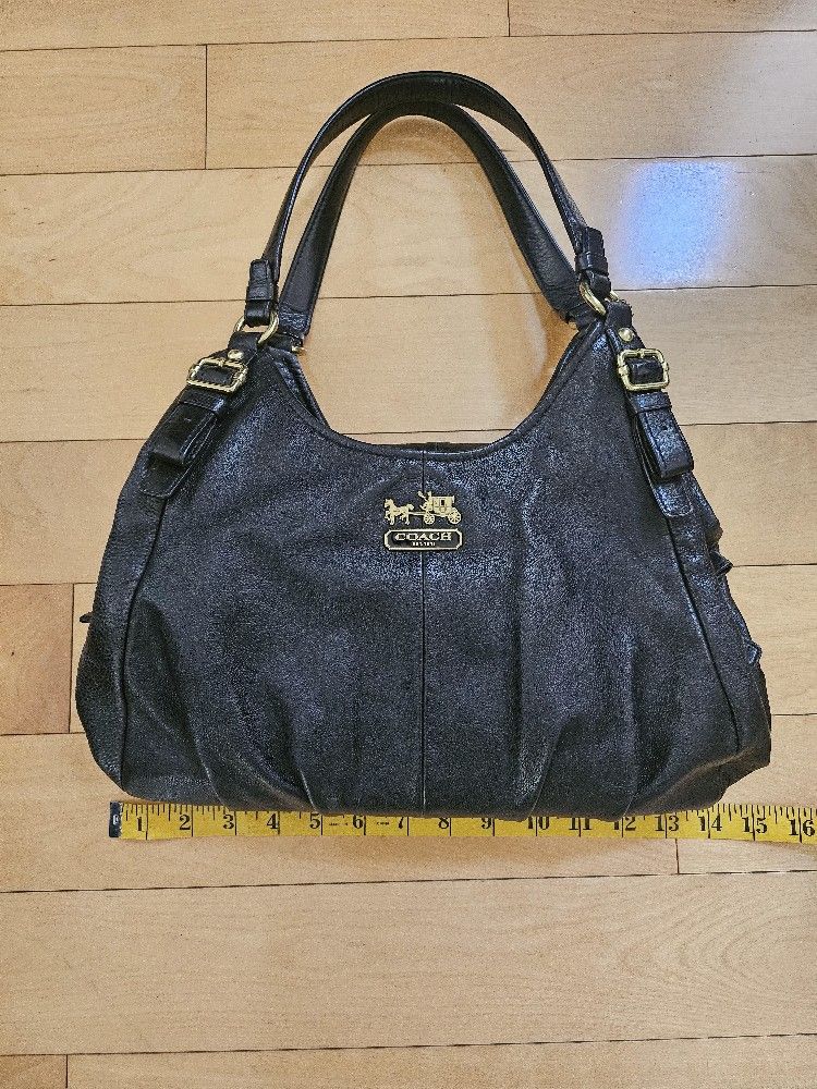 Coach Woman Black Leather Hobo Purse No. F1168-16503
