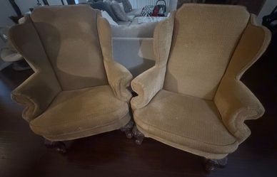 Beautiful Vintage Upholstered Accent Chairs, Set of 2