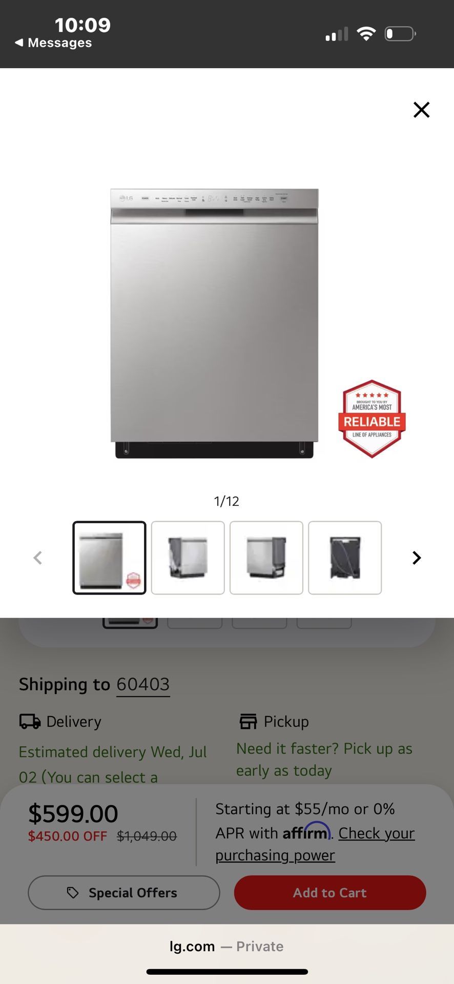 LG Dishwasher - Stainless Steel