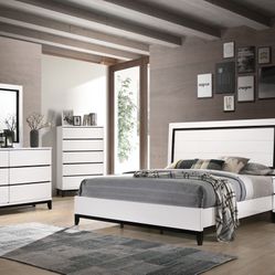 King / Queen Bedroom Set 5pc ( Bed, Dresser, Mirror, Chest, And Night Stand) - Delivery And Financing Available 