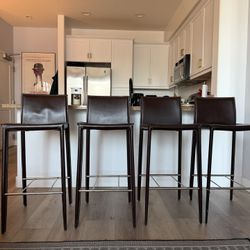 4 Leather Bar Stools by Scandinavian Designs