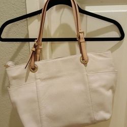 Michael Kors white leather tote
