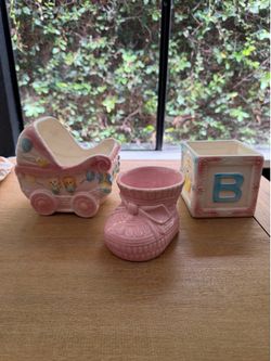 Baby shower ceramic vase