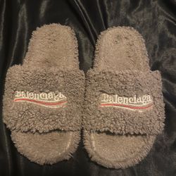Wool gray balenciaga slides