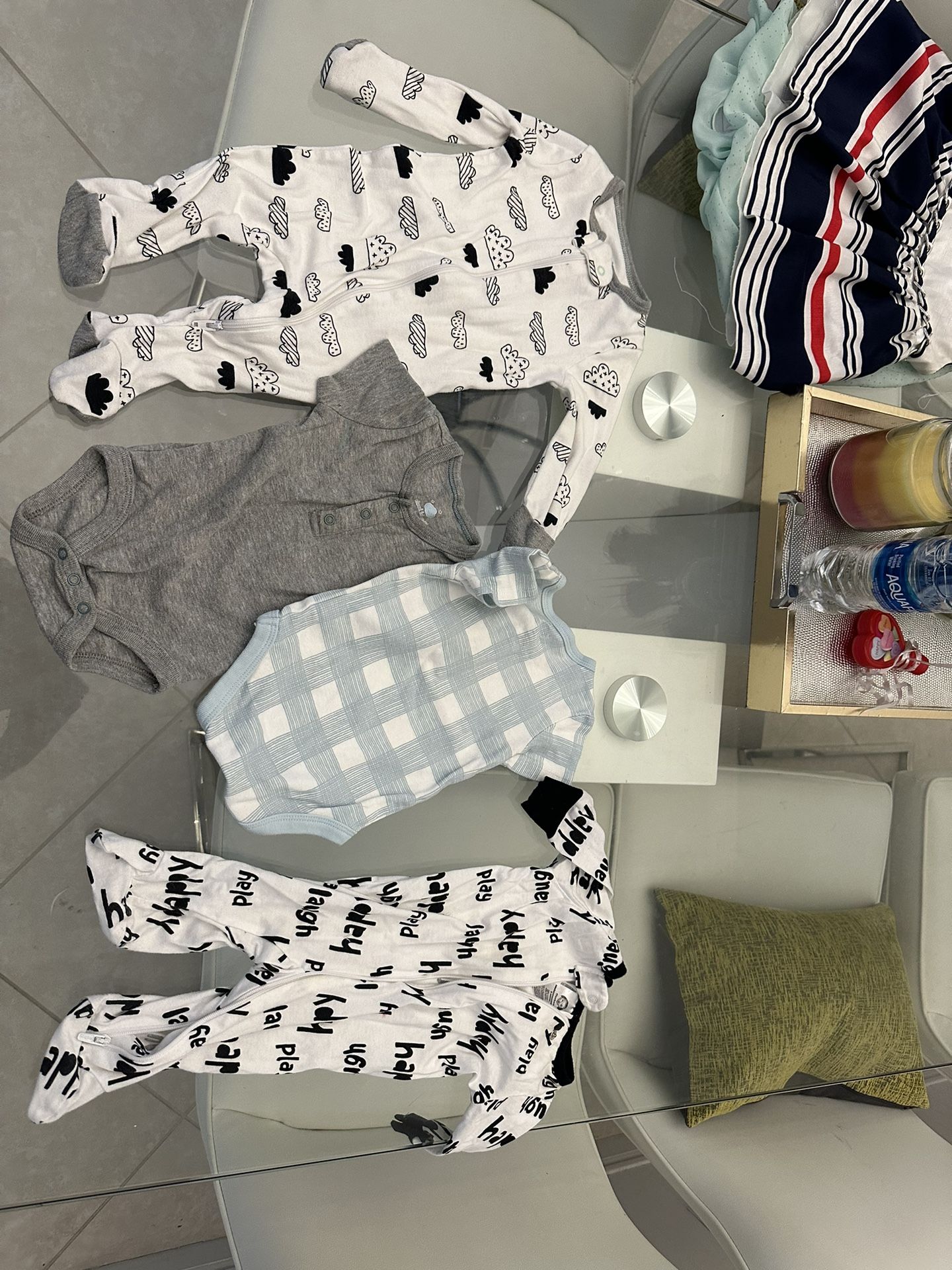 Boys Onesie 0 To 3 Months Black And White , Light Blue First Come First Serve. $2.00 Each ,  I Have More 