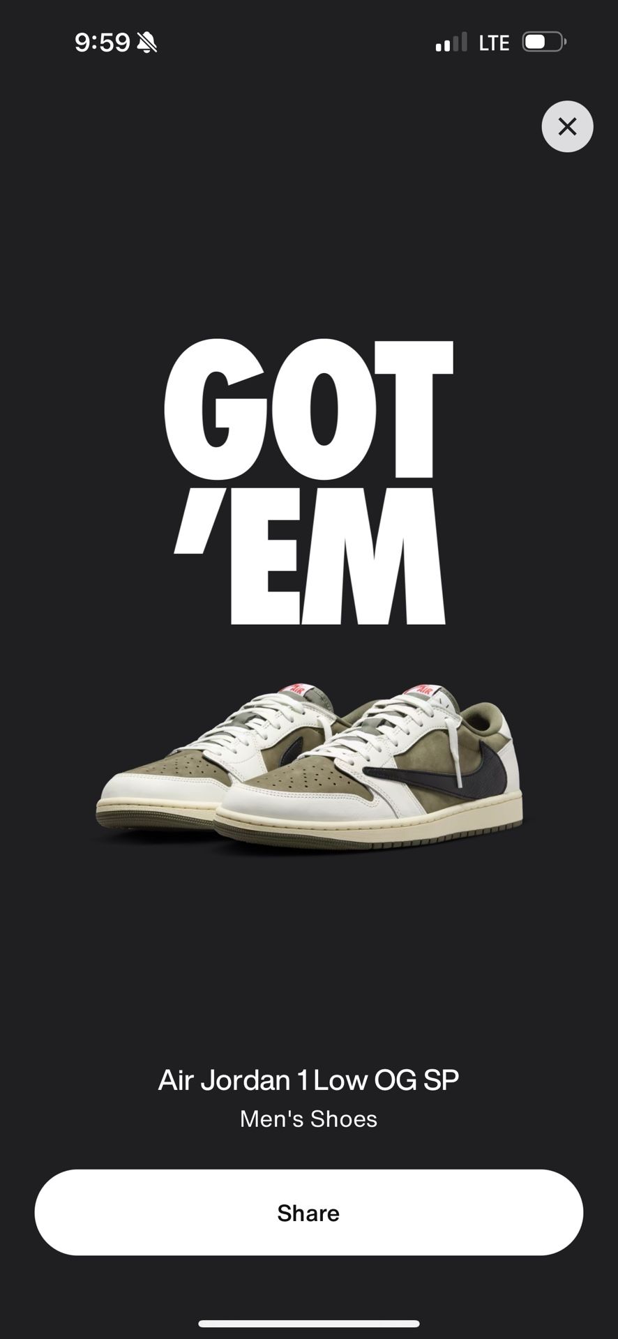 AJ1 Travis Scott (olive) Size 11.5