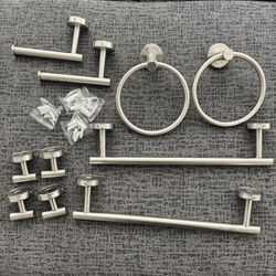 10 Piece Brushed Silvery Color Bathroom Hardware Hallow Lightweight Open Box