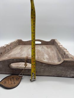 Hand Carved Wooden Serving Tray Rustic Decor 18 x 13 in
