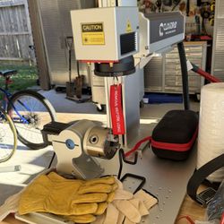 Cloudray QS Series Neo 50W Fiber Laser Engraver with D80 Rotary