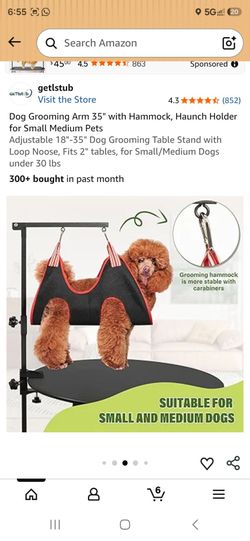 Dog Grooming Arm 35" with Hammock, Haunch Holder for Small Medium Pets