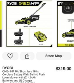 Ryobi ONE+ HP 18V Brushless 16" Push Mower Kit