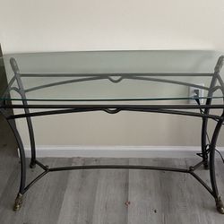 Wrought Iron console table with Glass Top