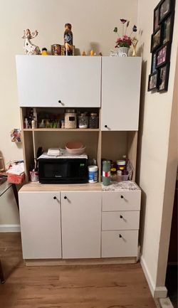 White & Light Wood Kitchen Cabinet for Sale