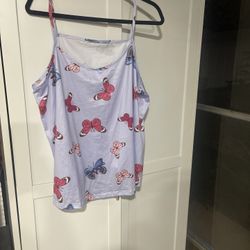 2pc Pajama Se 3XL Purple with Butterfly Print  Sleeveless Top With Shorts