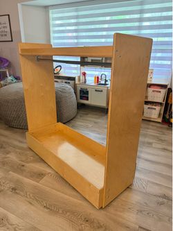 Montessori Dress-Up Closet | Mirror, Hanging Rod & Storage Bin
