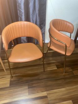Set of 2 Tan Faux Leather Accent Chairs