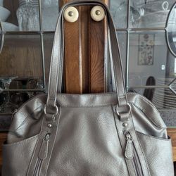 Cute Gray Tote Bag/Purse W 5 Compartments For Makeup/Accesorries