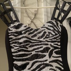 New  Bebe Party Black And White Sequin Dress S