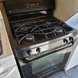 Black GE 30" Wide Apartment Size 4 Burner Gas Stove Range Estufa 