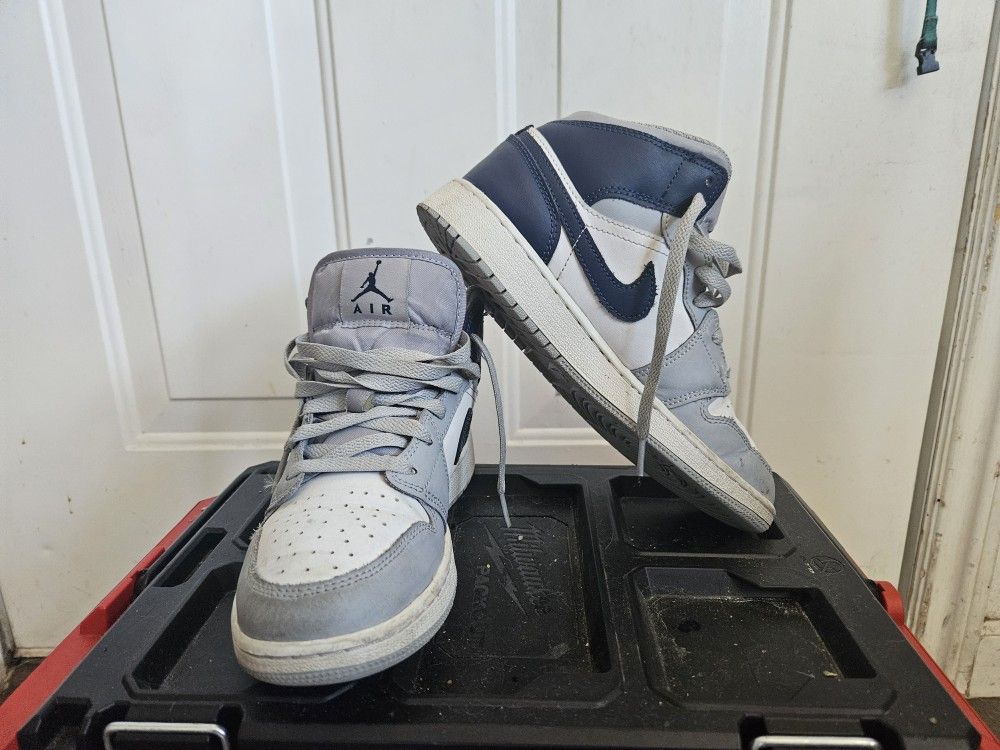 Grey And Navy Blue Jordan 1's