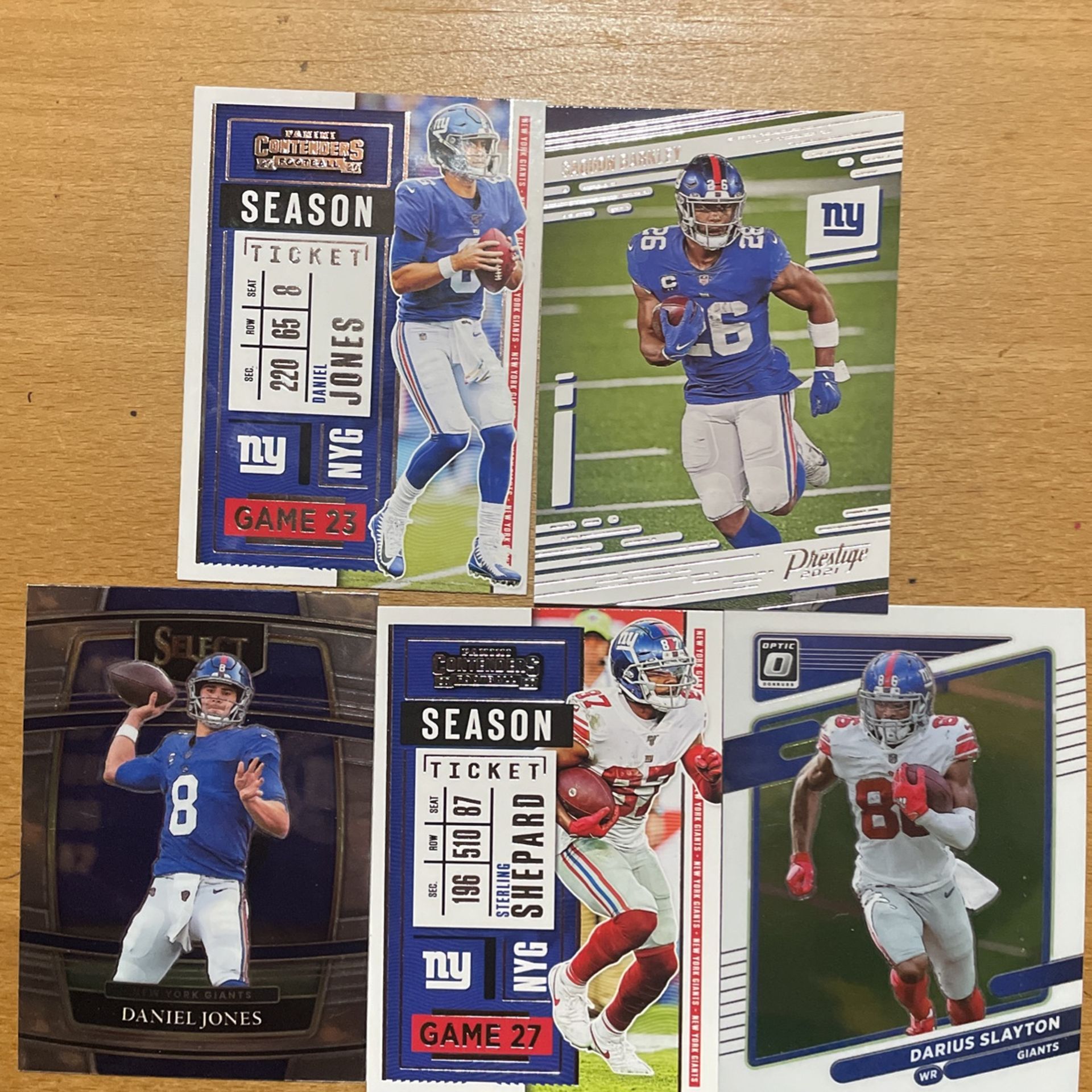 NEW YORK GIANTS 5 CARD LOT 