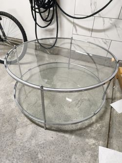 USED 2 Tier Round Glass Coffee Table Chrome